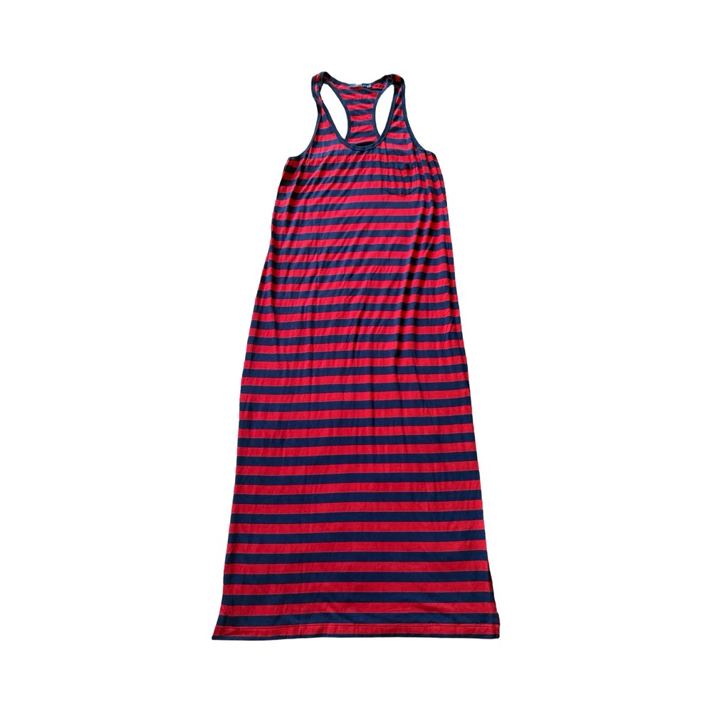 Polo Ralph Lauren Womens XL Red Navy Blue Striped Racerback Maxi Dress